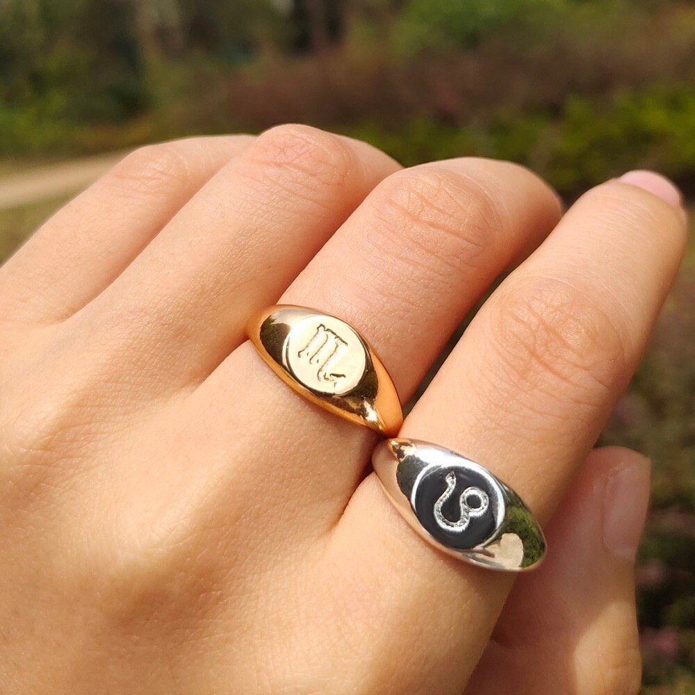 Sternzeichen Edelstahl-Ring in Gold und Silber