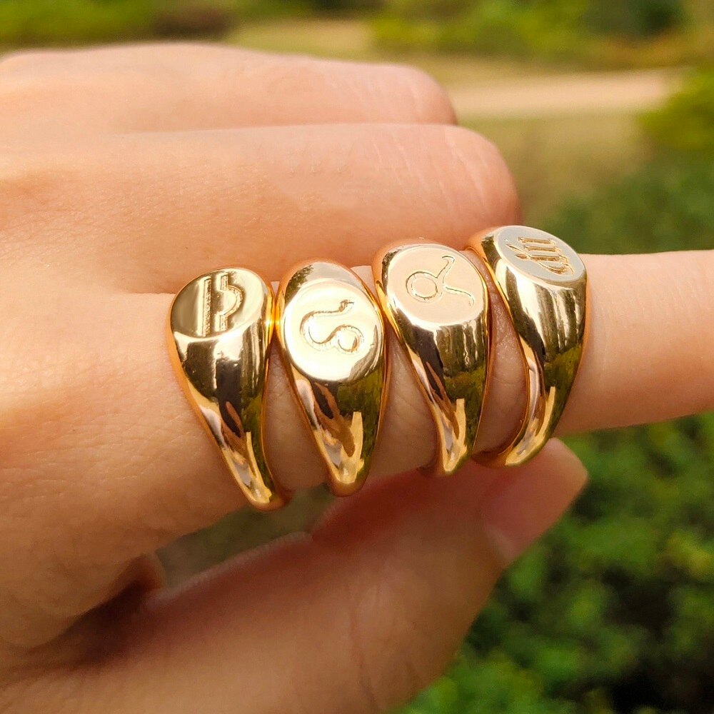Sternzeichen Edelstahl-Ring in Gold und Silber