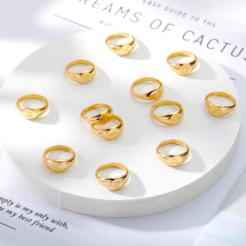 Sternzeichen Edelstahl-Ring in Gold und Silber