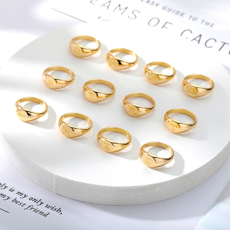 Sternzeichen Edelstahl-Ring in Gold und Silber