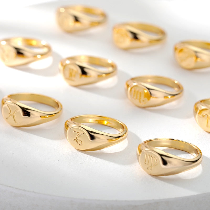 Sternzeichen Edelstahl-Ring in Gold und Silber