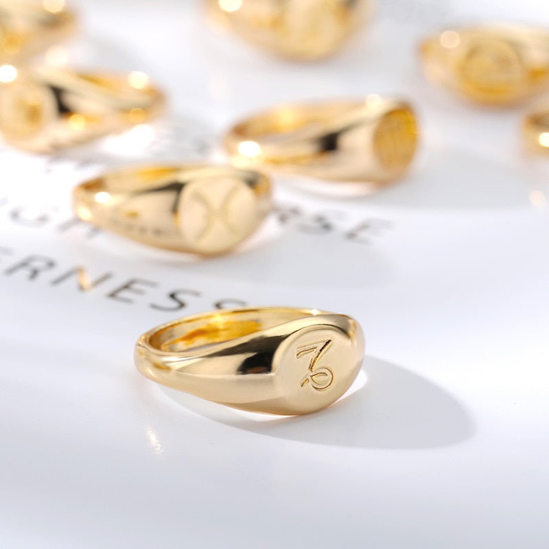 Sternzeichen Edelstahl-Ring in Gold und Silber