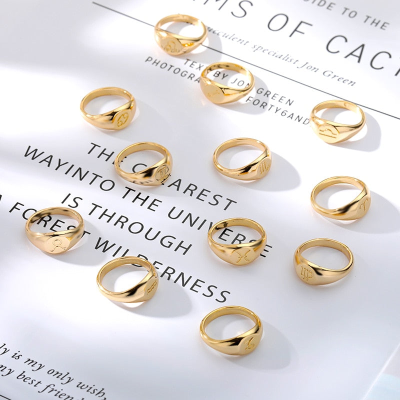 Sternzeichen Edelstahl-Ring in Gold und Silber