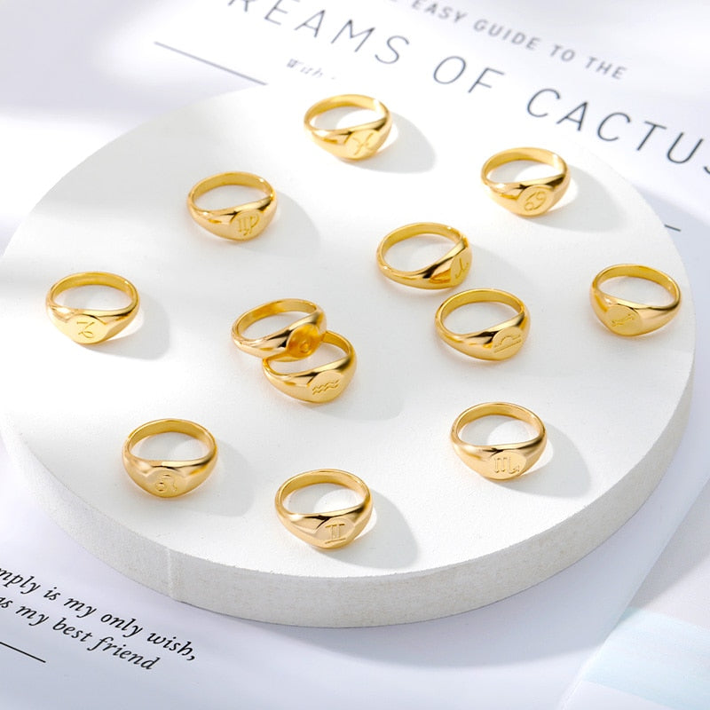 Sternzeichen Edelstahl-Ring in Gold und Silber
