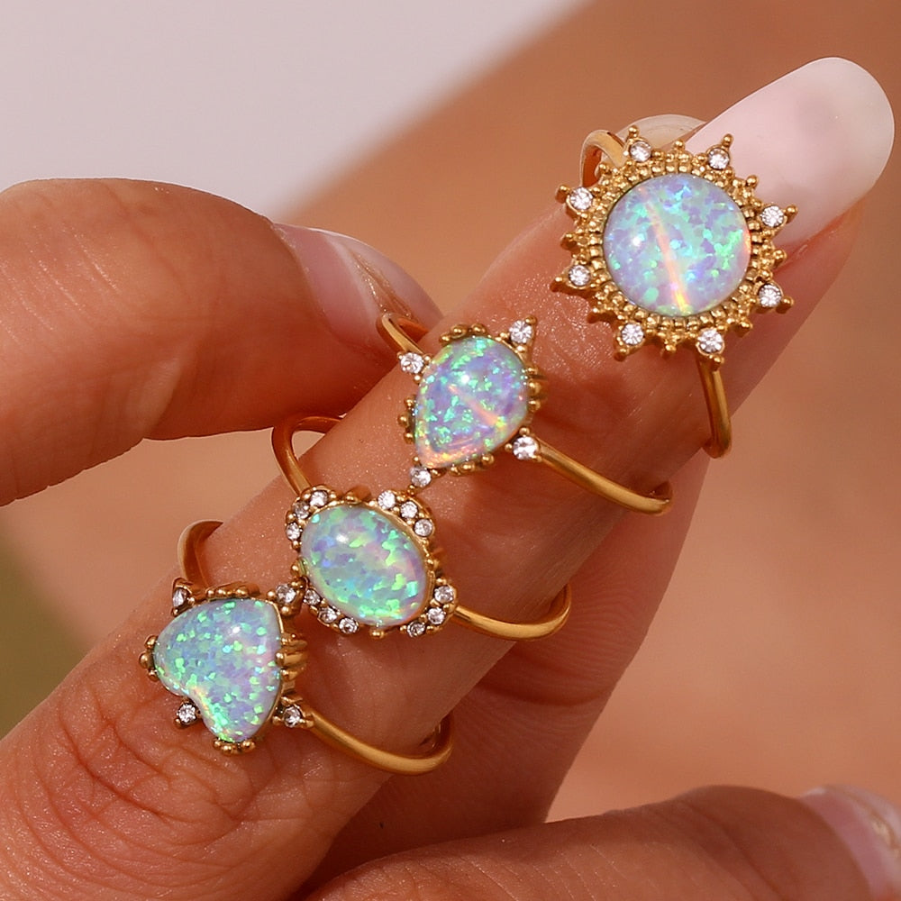 Ringe ''Magic Opal'' / Edelstahl