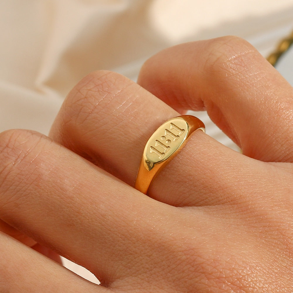 Ring ''11:11'' Engelszahl in Gold und Silber / Edelstahl