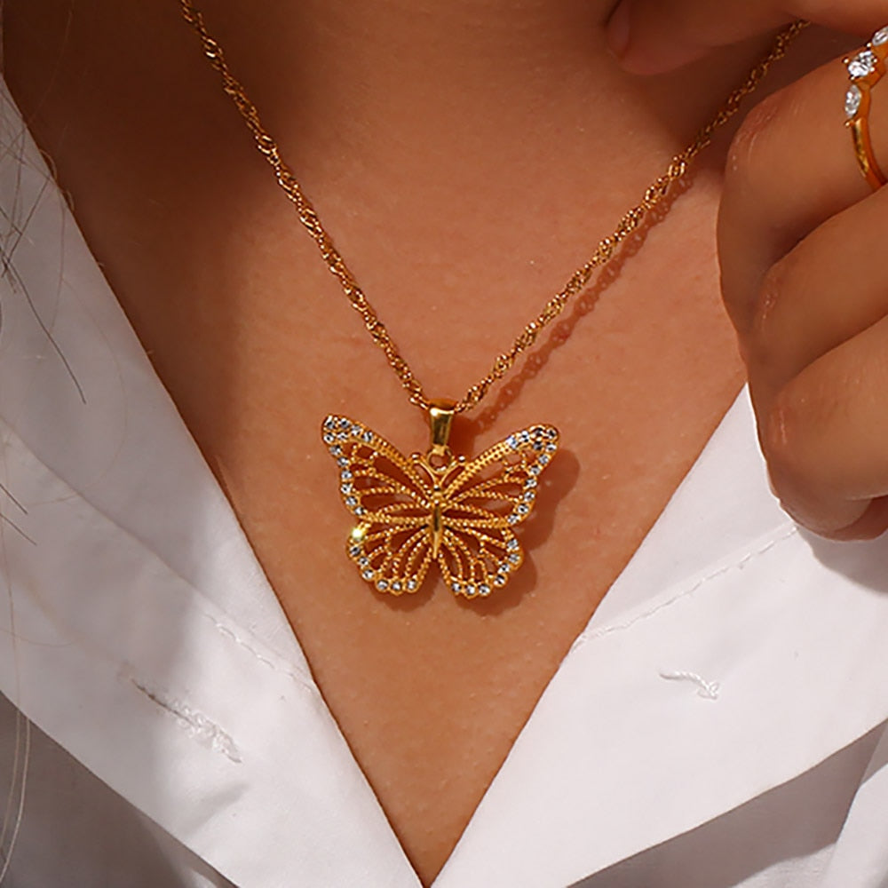 Kette ''Glamour Butterfly'' / Edelstahl