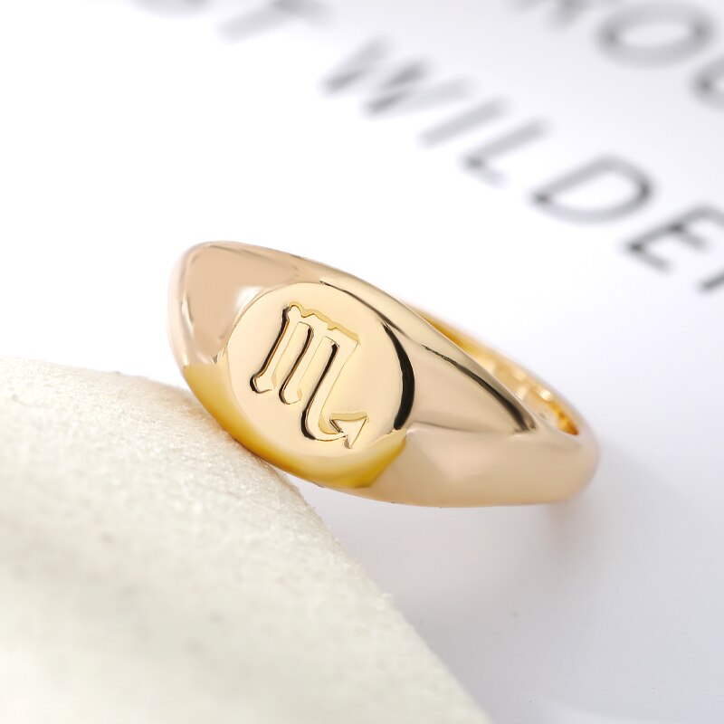 Zodiac stainless steel ring in gold and silver