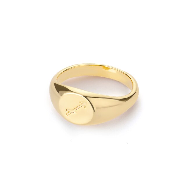 Zodiac stainless steel ring in gold and silver