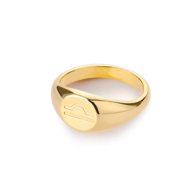 Zodiac stainless steel ring in gold and silver