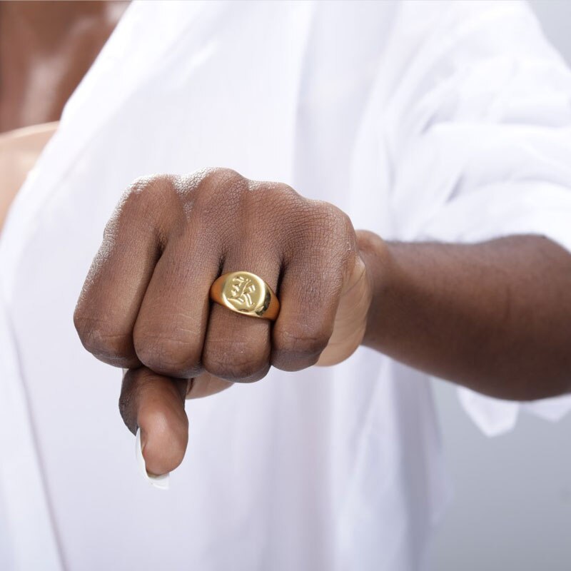 Stainless steel ring with letter initials