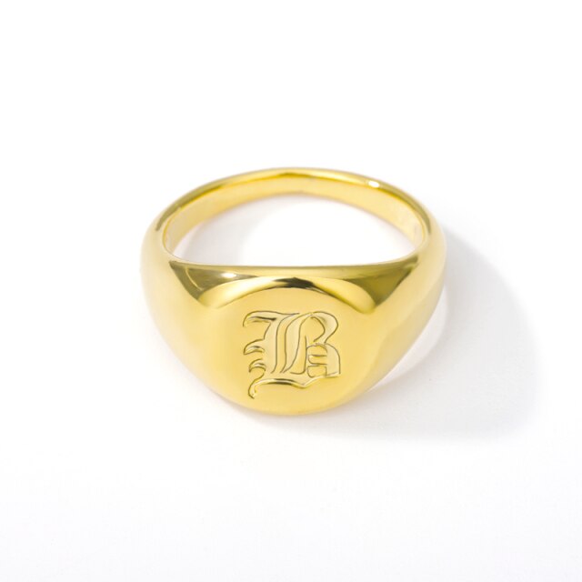 Stainless steel ring with letter initials