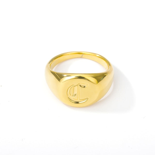 Stainless steel ring with letter initials