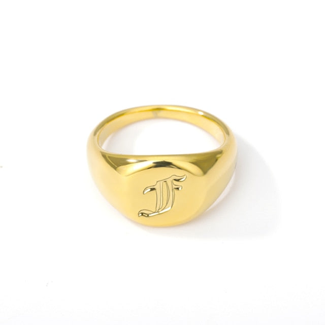 Stainless steel ring with letter initials