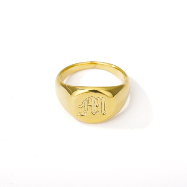 Stainless steel ring with letter initials