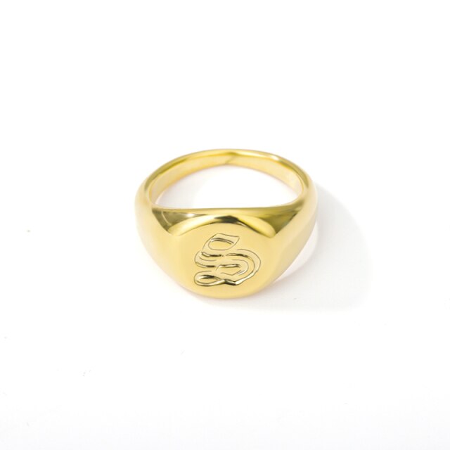 Stainless steel ring with letter initials