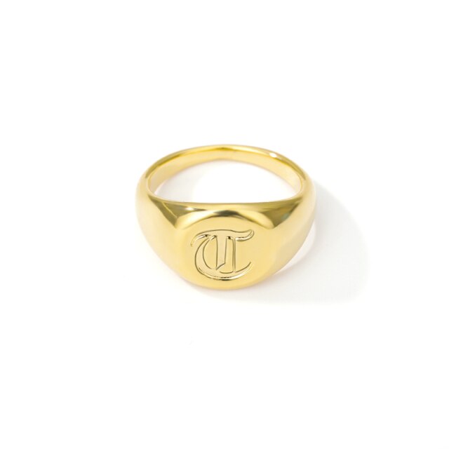 Stainless steel ring with letter initials