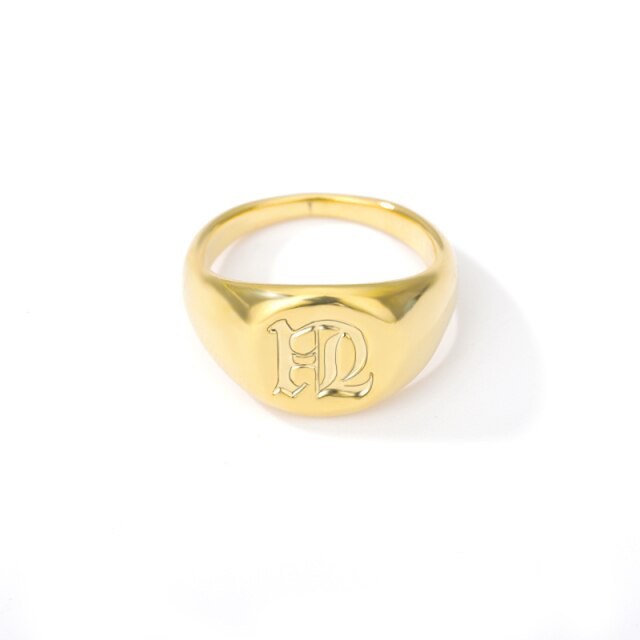 Stainless steel ring with letter initials