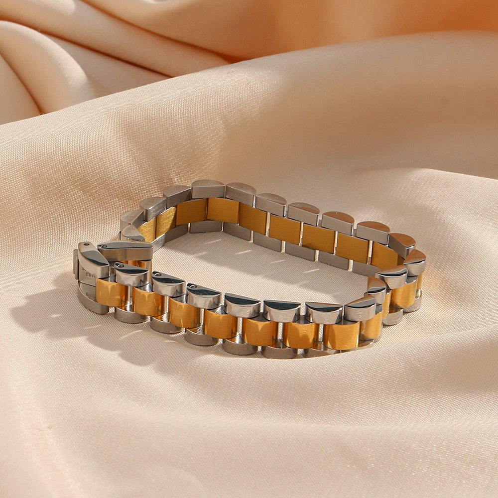 Edelstahl-Armband in Gold und Silber