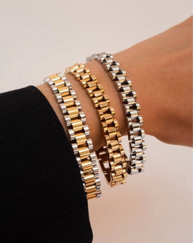 Edelstahl-Armband in Gold und Silber