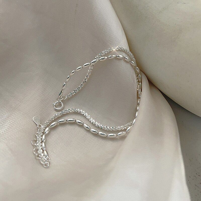 Feines 925 Sterling Silber-Armband mit Steinchen