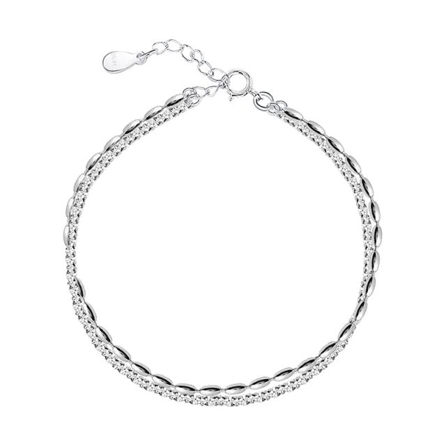 Feines 925 Sterling Silber-Armband mit Steinchen